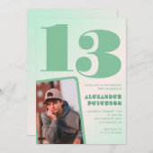Groene gradiënt 13e verjaardag uitnodigingen Boy P (Voorkant / Achterkant)