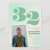 Groene gradiënt 32e verjaardag uitnodigingen Boy P (Voorkant / Achterkant)