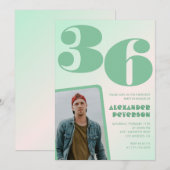 Groene gradiënt 36e verjaardag uitnodigingen Boy P (Voorkant / Achterkant)