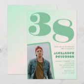 Groene gradiënt 38e verjaardag uitnodigingen Boy P (Voorkant / Achterkant)