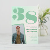 Groene gradiënt 38e verjaardag uitnodigingen Boy P (Staand voorkant)