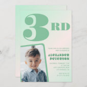 Groene gradiënt 3e verjaardag uitnodigingen Boy Ph (Voorkant / Achterkant)