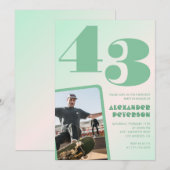 Groene gradiënt 43e verjaardag uitnodigingen Boy P (Voorkant / Achterkant)