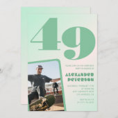 Groene gradiënt 49e verjaardag uitnodigingen Boy P (Voorkant / Achterkant)