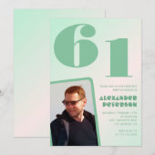 Groene gradiënt 61e verjaardag uitnodigingen Boy P (Voorkant / Achterkant)