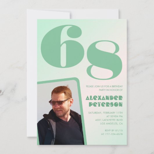 Groene gradiënt 68e verjaardag uitnodigingen Boy P (Voorkant)
