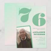 Groene gradiënt 76e verjaardag uitnodigingen Boy P (Voorkant / Achterkant)