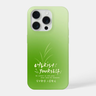 Groene Gradiënt Gras Citaat Hoestelcase iPhone 15 Pro Hoesje