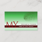 Groene gradiënt met Palm Leaf en Monogram Simple Visitekaartje (Voorkant)
