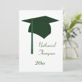 Groene Graduation Cap & Tassel Uitnodigingen (Staand voorkant)