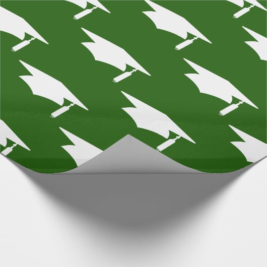 Groene Graduation Caps Pattern - Afstuderen Cadeaupapier (Hoek)