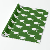 Groene Graduation Caps Pattern - Afstuderen Cadeaupapier (Uitgerold)