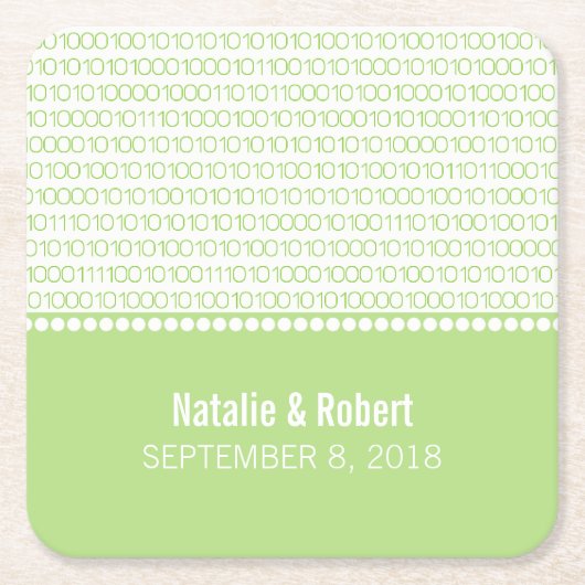 Groene grafische Binaire Onderzetters van de Code  (Voorkant)