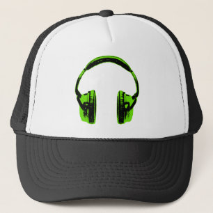 Groene grafische koptelefoon trucker pet