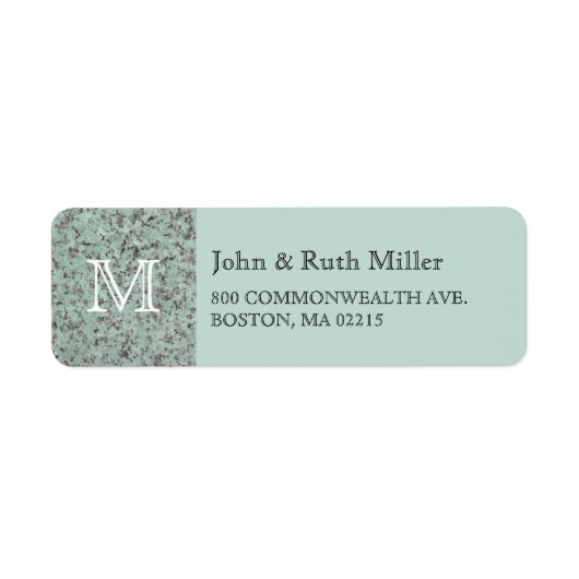 Groene Granite Monogram Return Address Labels (Voorkant)