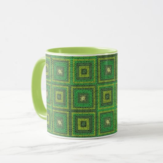 Groene Granny Squares Pattern Mok (Voorkant links)
