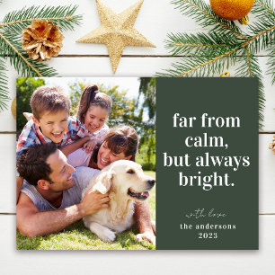Groene Grappige Calm Heldere Foto Kerstmis Feestdagenkaart