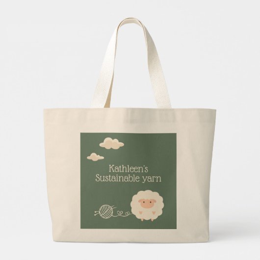 Groene, grappige, houdbare schaap breinaald grote tote bag (Achterkant)