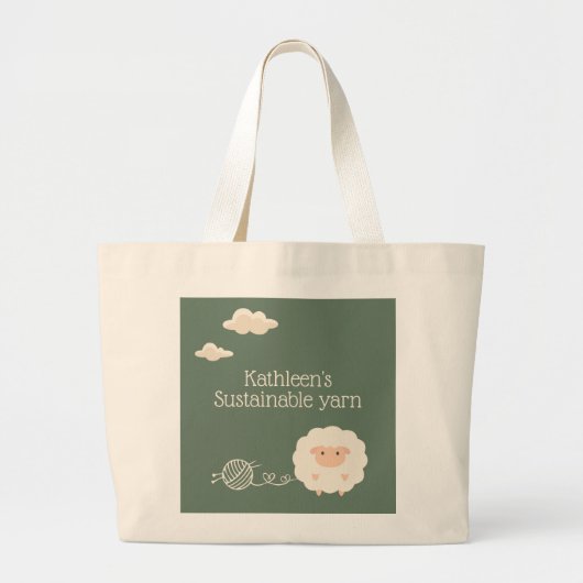 Groene, grappige, houdbare schaap breinaald grote tote bag (Voorkant)
