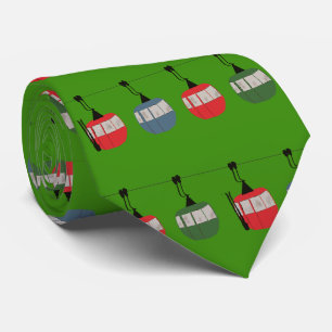 Groene Grappige Kerstmis Skilift Illustratie Skiër Stropdas