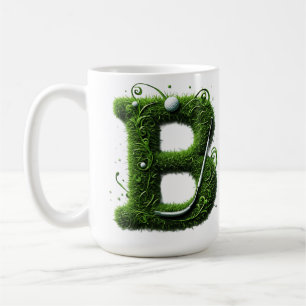 Groene Gras Letter B Met Golfbal, Club Koffiemok