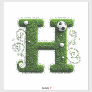 Groene Gras Letter H Met Voetbal Sticker