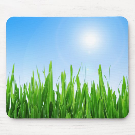 Groene grasblauwe hemelbanner muismat (Voorkant)