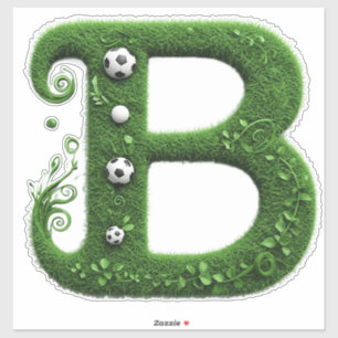 Groene grasletter B-topiaire met voetbal Sticker