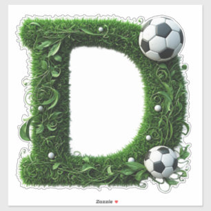 Groene grasletter D-topiaire met voetbal Sticker