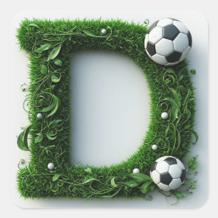 Groene grasletter D-topiaire met voetbal Vierkante Sticker