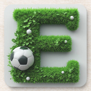 Groene grasletter E-topiaire met voetbal Bier Onderzetter