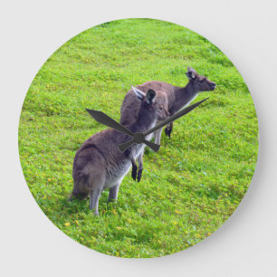 Groene Grass Kangaroos, Wall Clock Grote Klok