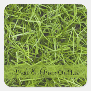 Groene grass Rundding Wedding Envelope Vierkante Sticker