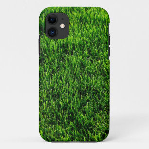 Groene grastextuur van een voetbalveld iPhone 11 hoesje