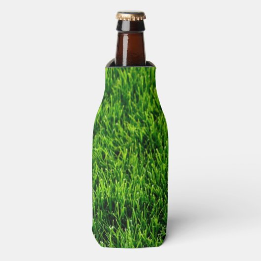 Groene grastextuur van een voetbalveld flesjeskoeler (Fles Voorkant)