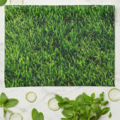 Groene grastextuur van een voetbalveld theedoek (Gevouwen)