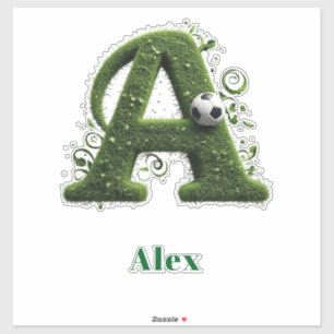 Groene Grastuin Letter A Topiary Met Voetbal Sticker