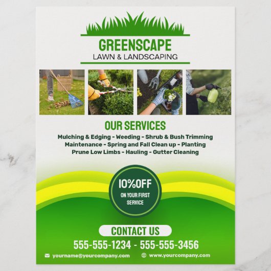 Groene Grasverzorging Maaien en landschapsonderhou Flyer (Voorkant)
