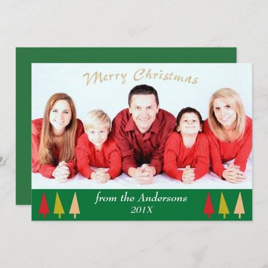 Groene Grens Vakantiebomen Sjabloon Kerst (Voorkant / Achterkant)