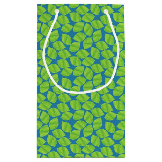 Groene grenswaarden voor robuustheid op blauwe ach klein cadeauzakje (Achterkant)