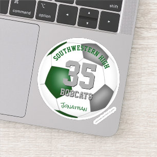 groene grijze atleet naam jersey number soccer sticker