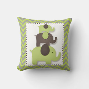 Groene & Grijze Chevron Olifant Kussen