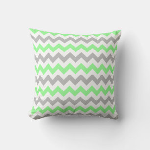 Groene & Grijze Chevron Vierkante Kussen
