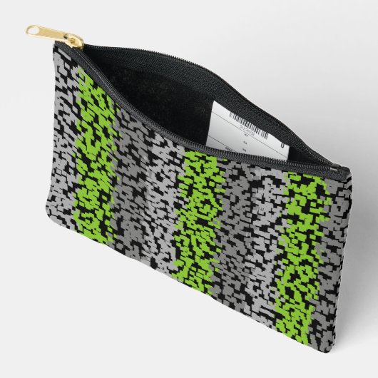 Groene, grijze en zwarte digitale pixelstrepen etui (Open)