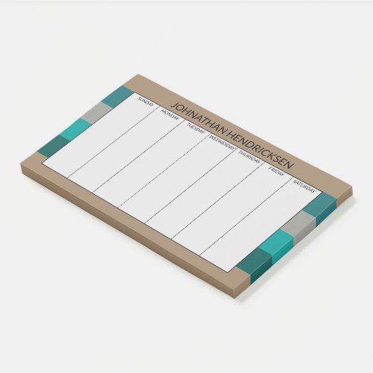 Groene Grijze Streep Moderne & Mannelijke Monogram Post-it® Notes (Schuin)