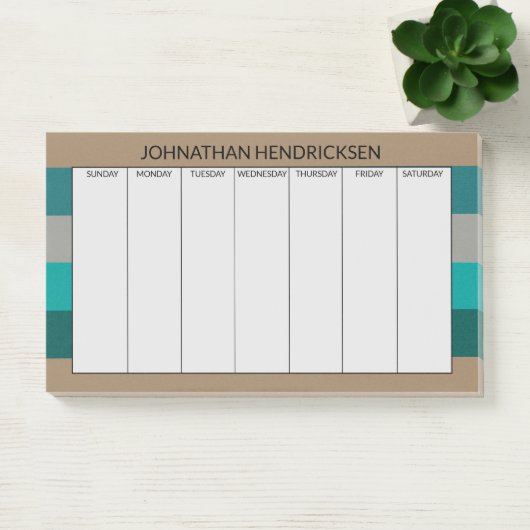 Groene Grijze Streep Moderne & Mannelijke Monogram Post-it® Notes (Kantoor)