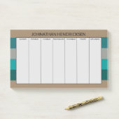 Groene Grijze Streep Moderne & Mannelijke Monogram Post-it® Notes (Op bureau)