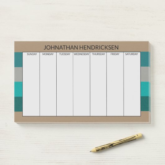 Groene Grijze Streep Moderne & Mannelijke Monogram Post-it® Notes (Op bureau)