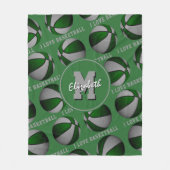 groene grijze teamkleuren Ik hou van basketbalpatr Fleece Deken (Voorkant)