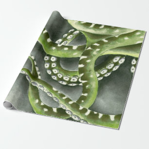 Groene grijze Tentacles Cadeaupapier
